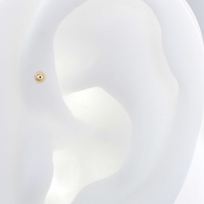 2mm half dome 7739IRISStudios piercing jewelry earring earlobe nostril lip tragus helix flat cartilage yellow gold