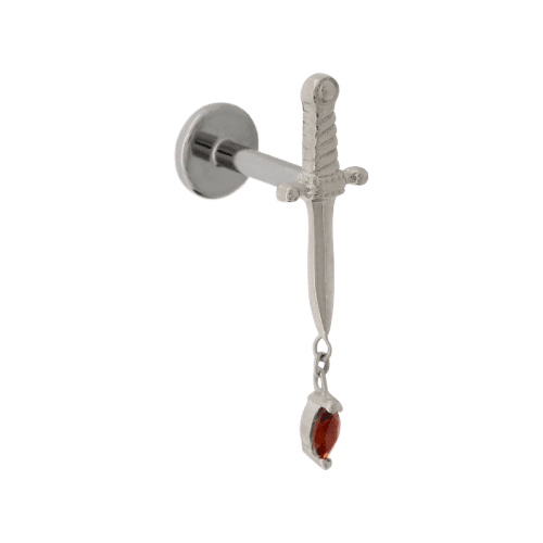 6193 wg kiss of death garnet side threaded white gold BVLA earlobe nostril cartilage lip tragus jewelry piercing irispiercingstudio dangle