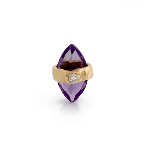 Amethyst Crystalized w DIA 3453 6702 front yellow goldmarquisediamondnosenostrillipphiltrumearringearlobecartilagehelixtragusconchbodyjewelryPupilHallIRISPIERCINGSTUDIOS