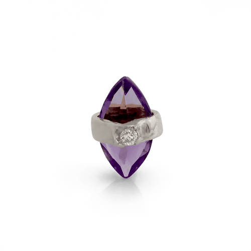 Amethyst Crystalized w DIA 7939 white gold frontmarquisediamondnosenostrillipphiltrumearringearlobecartilagehelixtragusconchbodyjewelryPupilHallIRISPIERCINGSTUDIOS