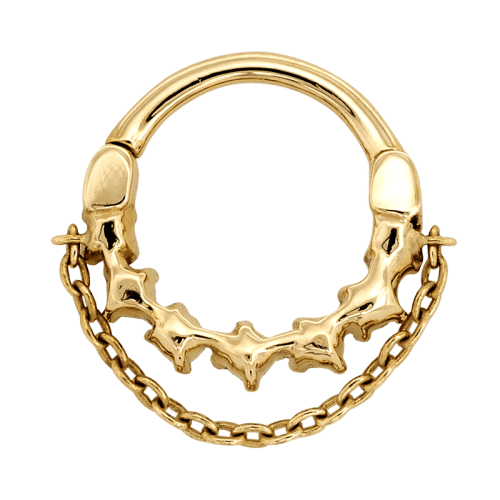 Artemis with Chain White Diamond 16g 7518 back yellow gold Shiva Design and Jewels Hinged ring septum rook hoop helix IRIS PIERCING STUDIOS