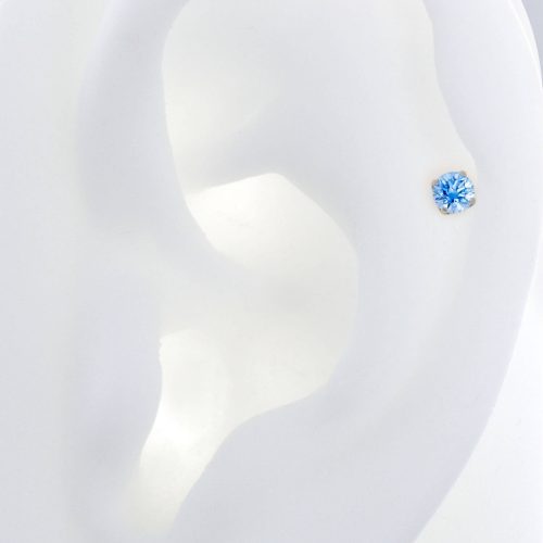 Artic Blue 410 back prong titanium cz body jewelry neometal earlobe cartilage lip nostril tragus flat iris piercing studios ear