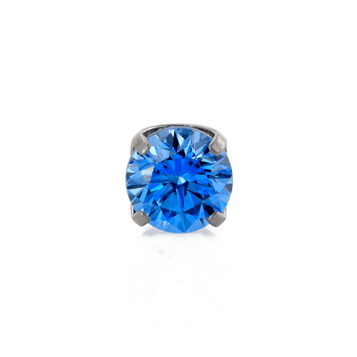 Artic Blue 410 front prong titanium cz body jewelry neometal earlobe cartilage lip nostril tragus flat iris piercing studios