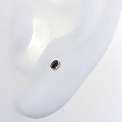 Black Onyx 1131 ear cabochon jewelry neometal earlobe cartilage lip nostril tragus flat iris piercing studios