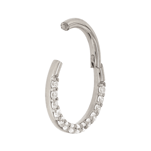 Full Gemmed Hinged Ring white Gold 4105 4106 side opendiamonds septum rook nostril nose hoop hinge ring earring IRIS PIERCING STUDIOS style fashion