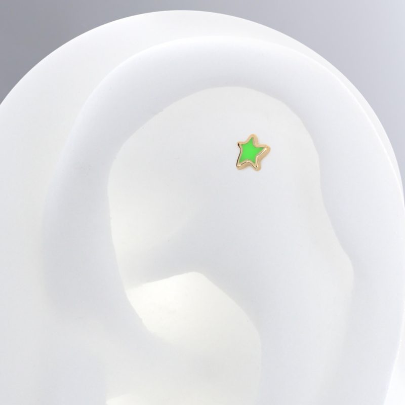 Lime Green 7252 Pupil Star End GOODIES YG ear