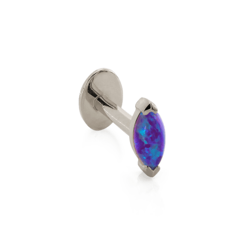 Marquise Prong purple opal 51 side white gold 46448380 press fit body jewelry cartilage lip earring conch tragus nose nostril philtrum piercing style fashion IRIS PIERCING STUDIOS