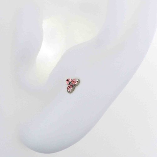 Pink Trinity 4574 back titanium cz cabochon jewelry neometal earlobe cartilage lip nostril tragus flat iris piercing studios ear