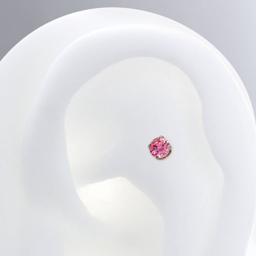 Pink 401 front prong titanium cz body jewelry neometal earlobe cartilage lip nostril tragus flat iris piercing studios ear