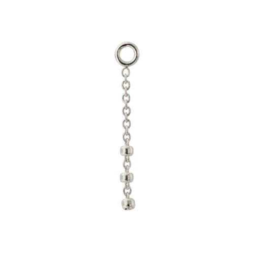 White gold Trio Bead Charm chain dangle helix earlobe Pupil Hall IRIS PIERCING STUDIOS body jewelry art fashion style cartilage