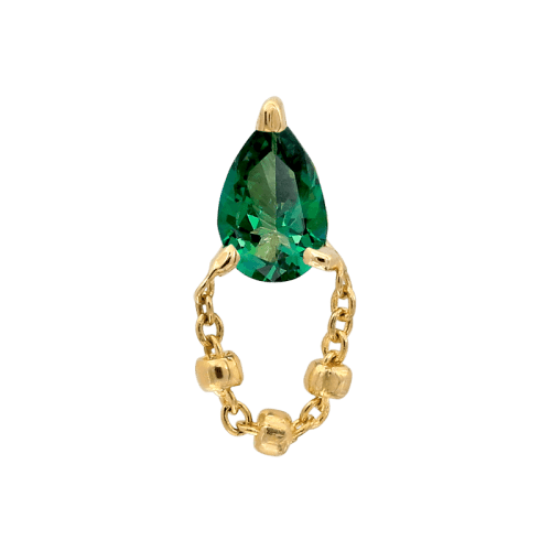 YG 1000 Forest Green Topaz 2945yellow whilte gold topaz earring earlobe cartilage helix conch flat nostril lip body jewelry fashion style Pupil Hall chain dangle push pin IRIS PIERC