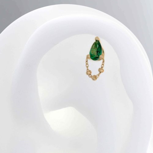 YG 1000 Forest Green Topaz 6706 sideyellow whilte gold topaz earring earlobe cartilage helix conch flat nostril lip body jewelry fashion style Pupil Hall chain dangle push pin IRIS