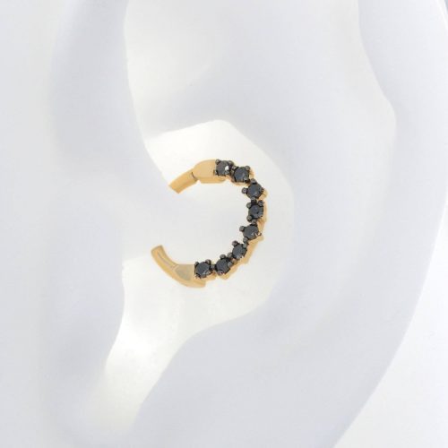 artemis black diamoned 16g 2183 ear yellow gold shiva irispiercingstudios jewelry daith septum earring cartilage hinge clicker hoop