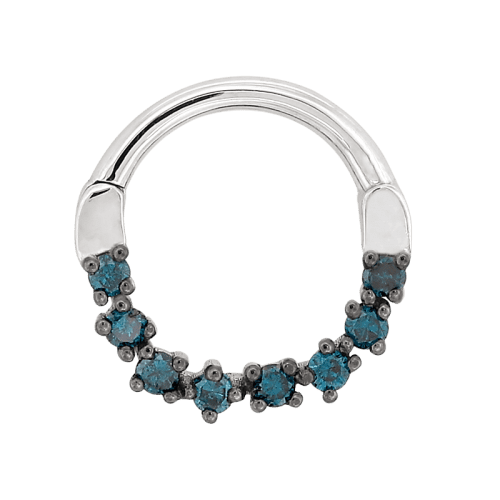 artemis blue diamond 16g 2185 front white gold shiva irispiercingstudios jewelry daith septum earring cartilage hinge clicker hoop