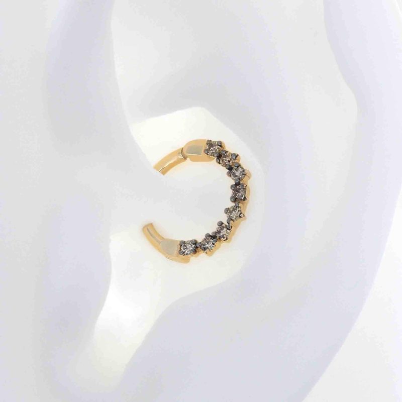 artemis brown diamoned 16g 2182 side yellow gold shiva irispiercingstudios jewelry daith septum earring cartilage hinge clicker hoop