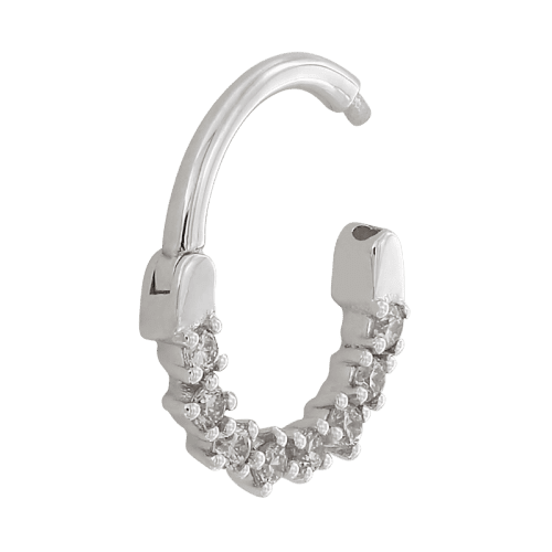 artemis white diamond 16g 2184 open white gold shiva irispiercingstudios jewelry daith septum earring cartilage hinge clicker hoop