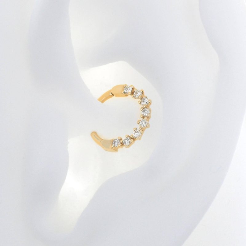 artemis white diamoned 16g 2181 ear yellow gold shiva irispiercingstudios jewelry daith septum earring cartilage hinge clicker hoop