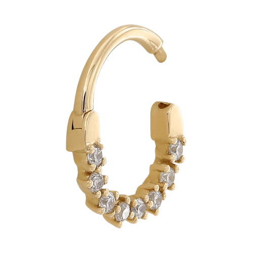 artemis white diamoned 16g 2181 open yellow gold shiva irispiercingstudios jewelry daith septum earring cartilage hinge clicker hoop