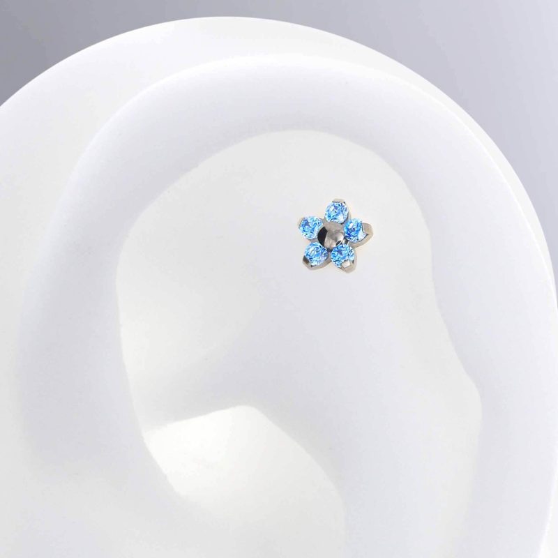 artic blue 538neometal titanium cz iris piercing studio cartilage nostril earlobe earring lip tragus rook conch jewelry