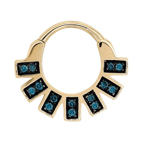 asuman YG blue diamond 7537 better side Shiva Design and Jewels hinged ring hoop rook earlobe septum helix yellow white gold style fashion IRIS PIERCING STUDIOS