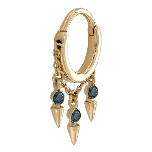 cansu clicker side yellow gold blue diamond 16g hoop hinge clicker earring huggie septum cartilage shiva jewelry irispiercingstudios 7515