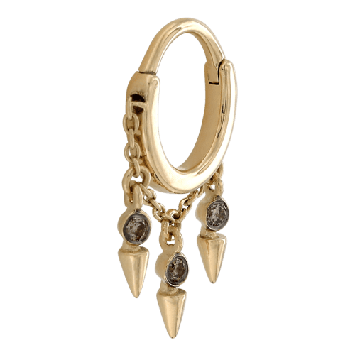 cansu clicker side yellow gold brown diamond 16g hoop hinge clicker earring huggie septum cartilage shiva jewelry irispiercingstudios 7514