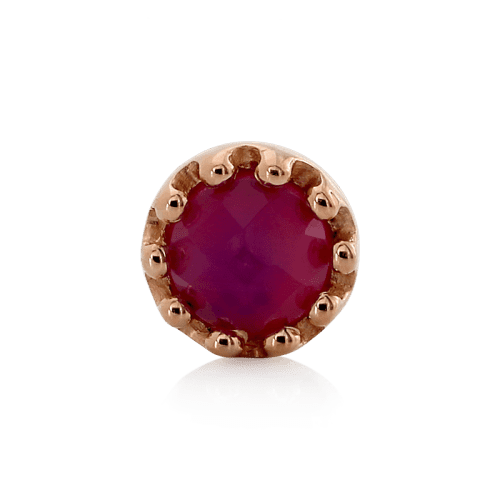 crown cab threaded chlcdny front 6384 red chalcedony rose cut rose gold BVLA piercing jewelry lip conch nostril tragus earring cartilage irispiercingstudios