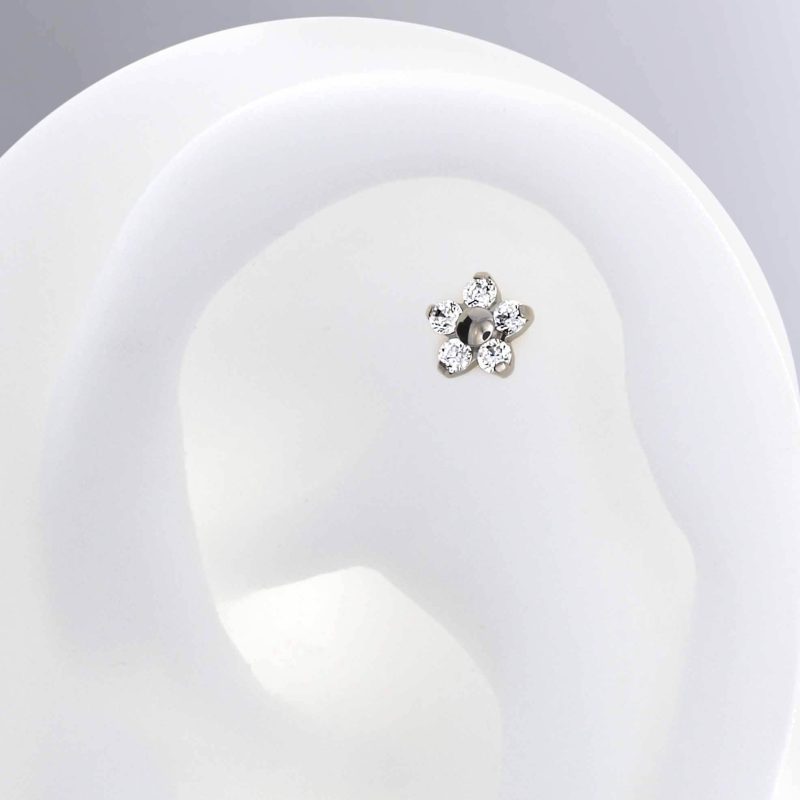 cz flowerneometal titanium cz iris piercing studio cartilage nostril earlobe earring lip tragus rook conch jewelry