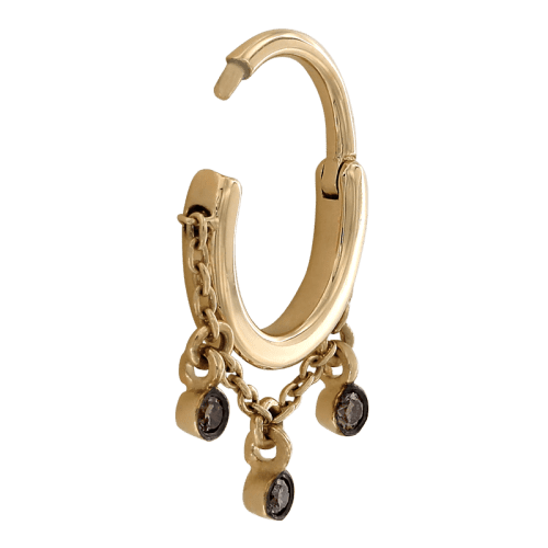 meliha clicker side open yellow gold brown diamond 16g hoop hinge clicker earring huggie septum cartilage shiva jewelry irispiercingstudios chain dangle 7521