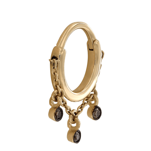 meliha clicker side yellow gold brown diamond 16g hoop hinge clicker earring huggie septum cartilage shiva jewelry irispiercingstudios chain dangle 7521