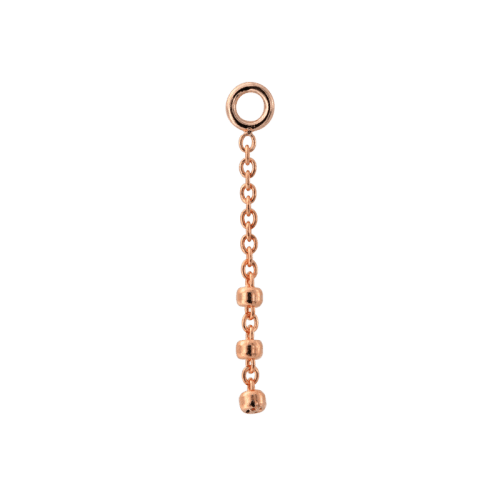 rose gold Trio Bead Charm chain dangle helix earlobe Pupil Hall IRIS PIERCING STUDIOS body jewelry art fashion style cartilage