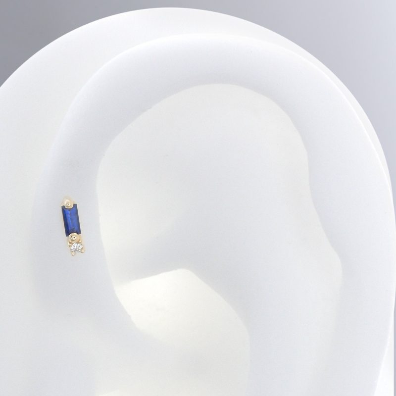 shooting baguette gemstone ear blue